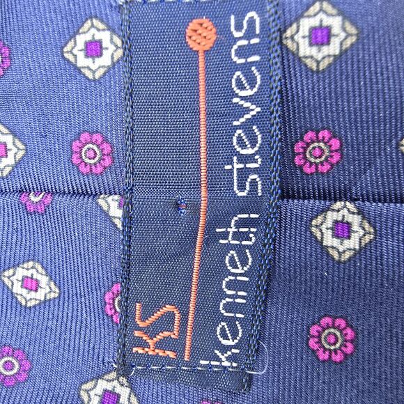 Kenneth Stevens 100% Silk From Italy Mage In USA 57 X 3in Men’s Neck Tie Vintage - Picture 4 of 6